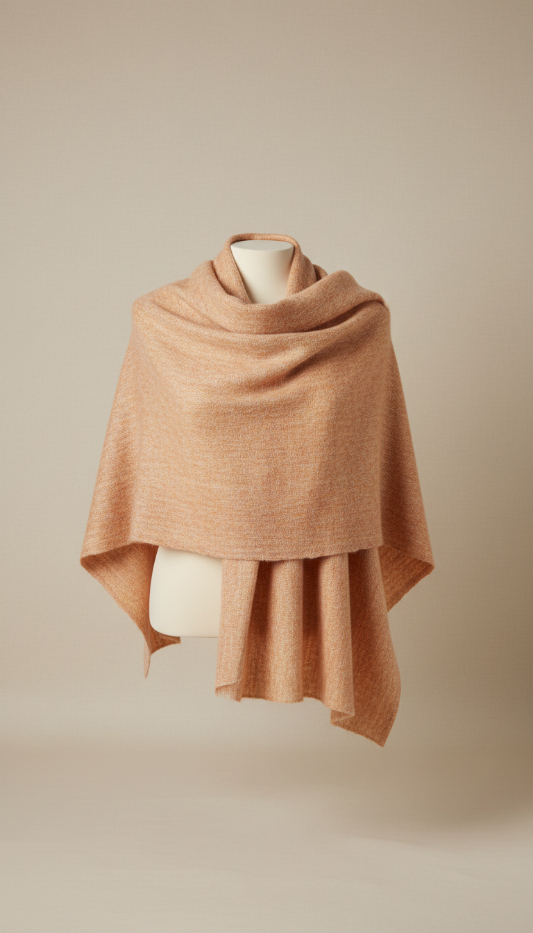 Therapeutic wool shawl in Peach Glow