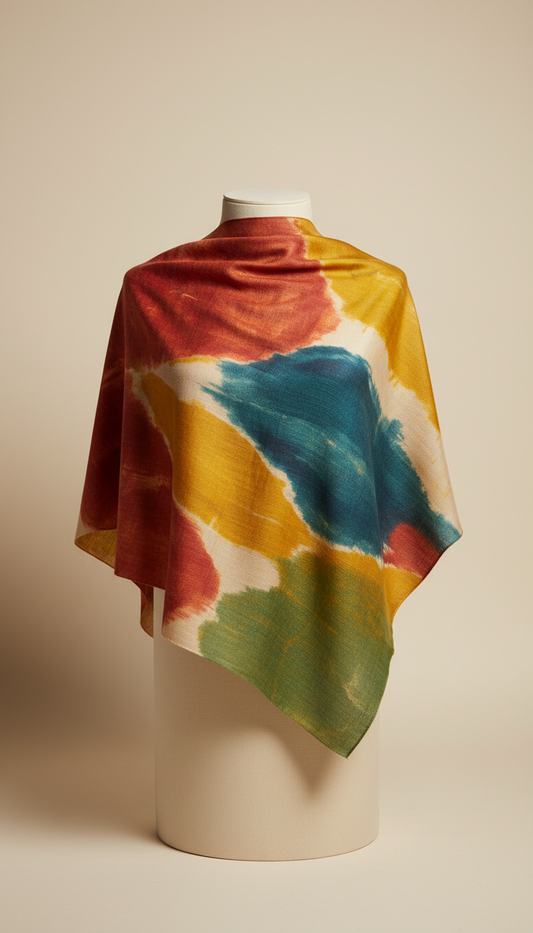 Jade Leaf artisan-dyed wool-silk shawl