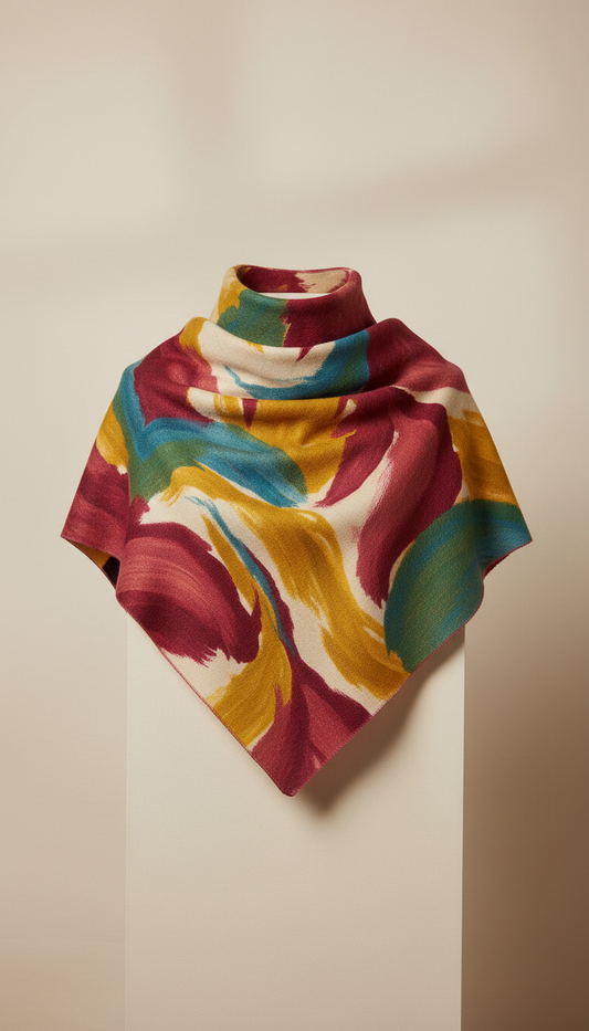 Crimson Brush hand-painted merino shawl